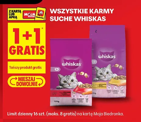 Karma dla kota sucha Whiskas z kurczakiem promocja w Biedronka