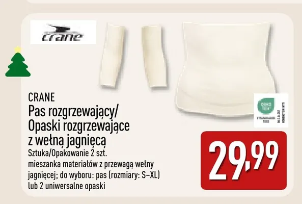 Opaski rozgrzewające z wełną jagnięcą 2-pak Crane promocja w Aldi