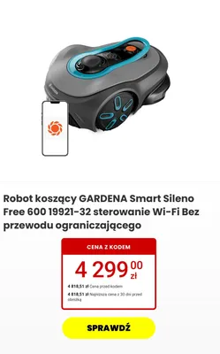 Robot koszący GARDENA Smart Sileno Free 600 19921-32 sterowanie Wi-Fi Bez przewodu ograniczającego promocja w Media Expert