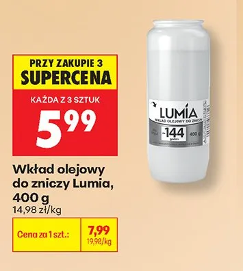 Wkład olejowy do zniczy Lumia promocja w Biedronka