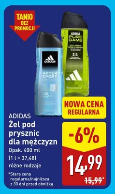 Żel pod prysznic dla mężczyzn After Sport Adidas promocja w Aldi