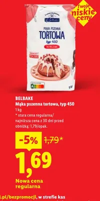 Mąka pszenna tortowa typ 450 Belbake promocja w Lidl