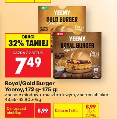 Burger Yeemy Gold Burger Supreme z serem chicker promocja w Biedronka