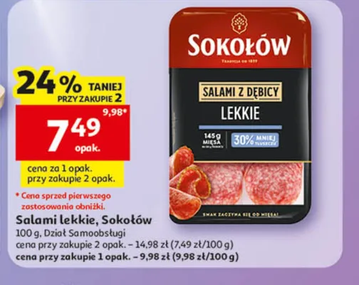 Salami lekkie Sokołów promocja w Auchan