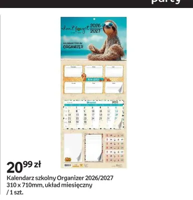 Kalendarz szkolny Organizer 2026/2027 310x710 mm układ miesięczny promocja w Empik