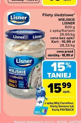 Filety śledziowe Wiejskie Lisner promocja w Carrefour Market