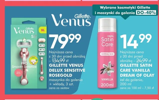 Żel do golenia Gillette Satin Care Vanilla Dream of Olay promocja w Super-Pharm