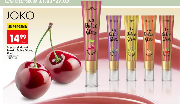Błyszczyk do ust Joko La Dolce Gloss Peach promocja w Biedronka