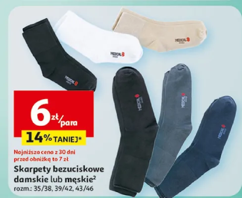 Skarpety bezuciskowe damskie lub męskie promocja w Auchan