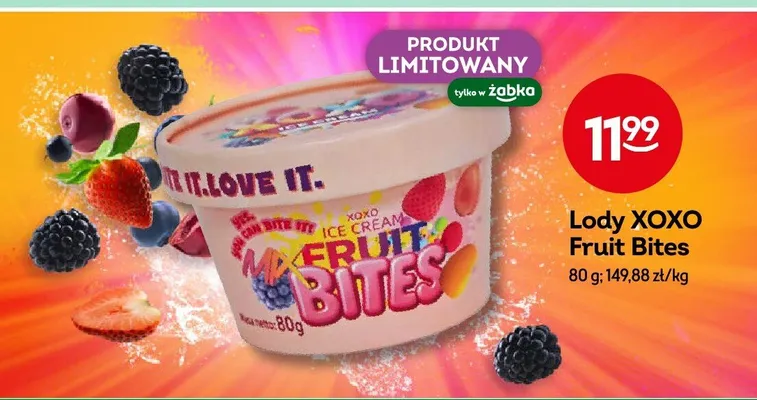Lody XOXO Fruit Bites promocja w Żabka
