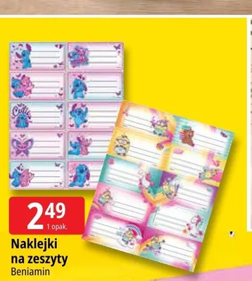 Naklejki na zeszyty Beniamin promocja w Leclerc