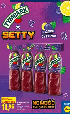 Napój Tymbark x Setty Jagoda Cytryna 4-pak 500 ml promocja w Lidl