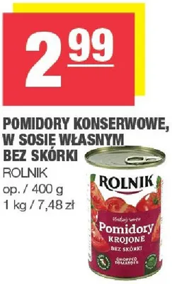 Pomidory konserwowe w sosie własnym bez skórki promocja w SPAR