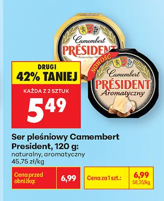Ser pleśniowy Camembert naturalny Président promocja w Biedronka