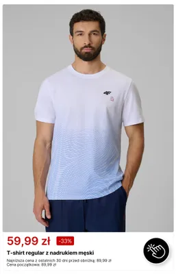 T-shirt regular z nadrukiem męski 4F promocja w 4F