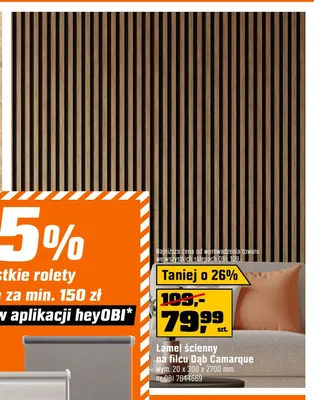 Lamel ścienny na filcu Dąb Camarque promocja w OBI