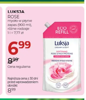Mydło w płynie zapas Rose Luksja promocja w Drogerie Jawa