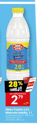 Mleko Polskie Mlekovita 2,0% promocja w Twój Market