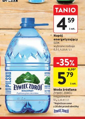 Woda źródlana niegazowana Żywiec Zdrój promocja w Intermarche