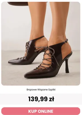 Brązowe wiązane szpilki Renee promocja w Renee
