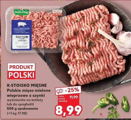 Polskie mięso mielone wieprzowe z szynki wyśmienite na kotlety lub do spaghetti promocja w Kaufland