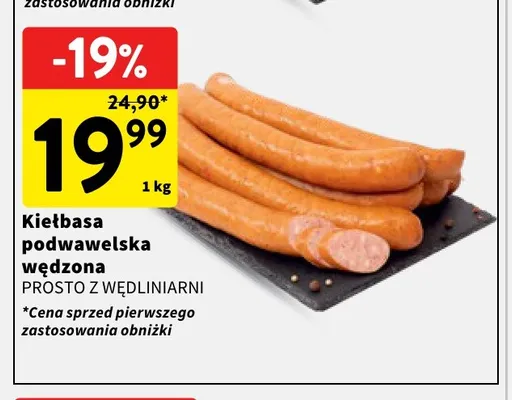 Kiełbasa podwawelska wędzona Prosto z Wędliniarni promocja w Intermarche