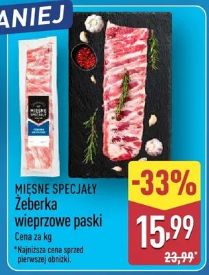 Żeberka wieprzowe paski promocja w Aldi