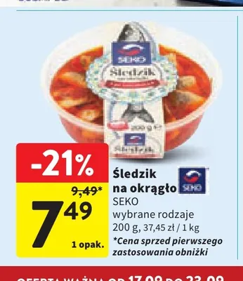Śledzik na okrągło Seko promocja w Intermarche