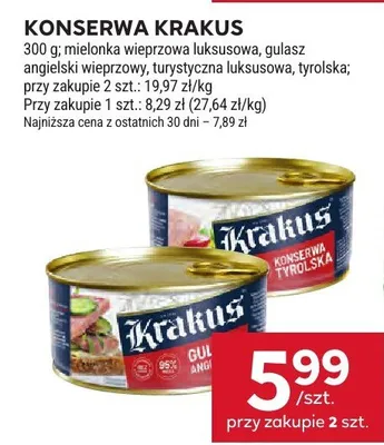 Konserwa Krakus mielonka wieprzowa luksusowa promocja w Stokrotka