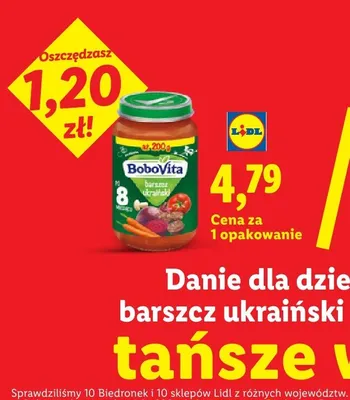 Danie dla dzieci po 8 m-cu barszcz ukraiński BoboVita promocja w Lidl