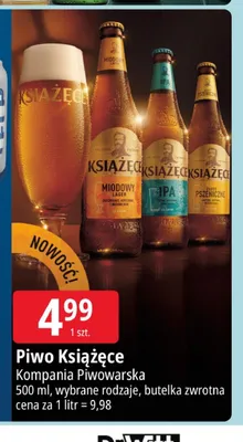 Piwo Książęce Złote Pszeniczne butelka zwrotna 500ml promocja w Leclerc