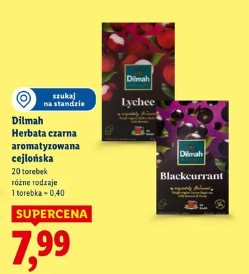 Herbata Dilmah czarna aromatyzowana cejlońska Blackcurrant promocja w Lidl