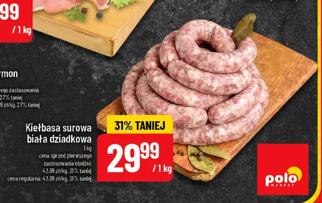 Kiełbasa surowa biała dziadkowa promocja w POLOmarket