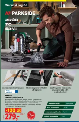 Odkurzacz piorący Parkside 1600W promocja w Lidl