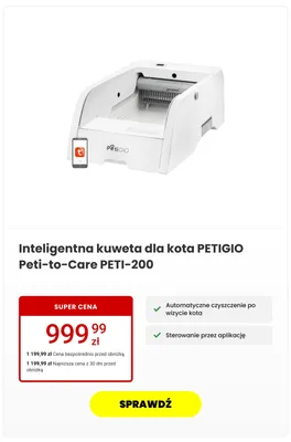 Inteligentna kuweta dla kota PETIGIO Peti-to-Care PETI-200 promocja w Media Expert