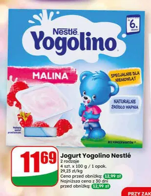 Jogurt Yogolino Nestlé malina 4-pak promocja w Dino