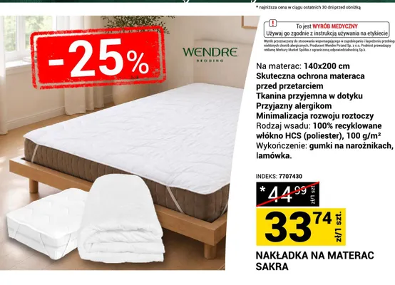 Nakładka na materac Sakra Wendre promocja w Merkury Market