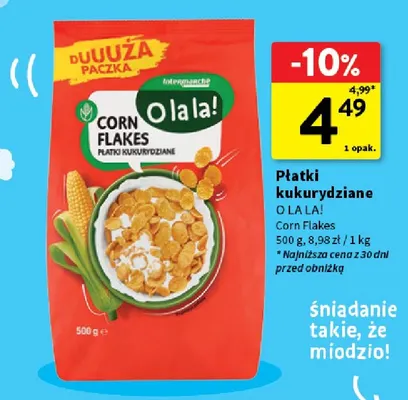 Płatki kukurydziane O la la! Corn Flakes promocja w Intermarche