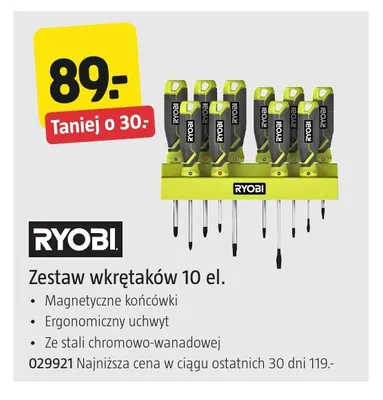 Zestaw wkrętaków 10 el. Ryobi promocja w Jula