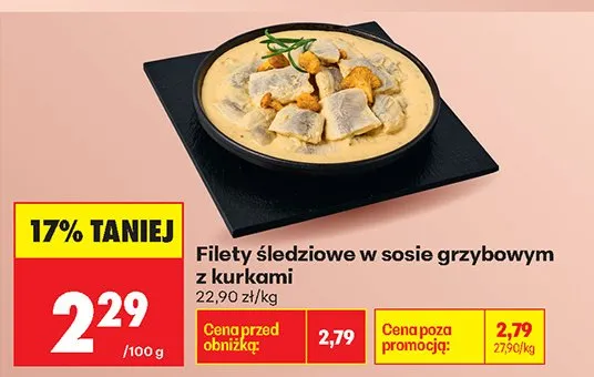 Filety śledziowe w sosie grzybowym z kurkami promocja w Biedronka