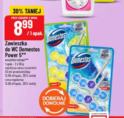 Zawieszka do WC Domestos Power 5 2-pak promocja w POLOmarket