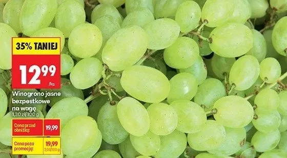 Winogrona jasne bezpestkowe promocja w Biedronka