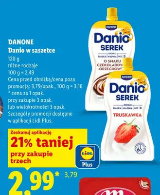Serek Danio w saszetce różne rodzaje promocja w Lidl