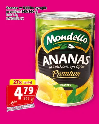 Ananas w puszce w lekkim syropie premium Mondello promocja w Prim Market
