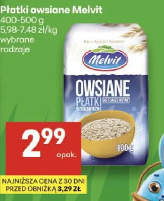 Płatki owsiane Melvit promocja w Delikatesy Centrum