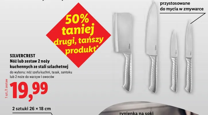 Nóż lub zestaw 2 noży kuchennych ze stali szlachetnej promocja w Lidl