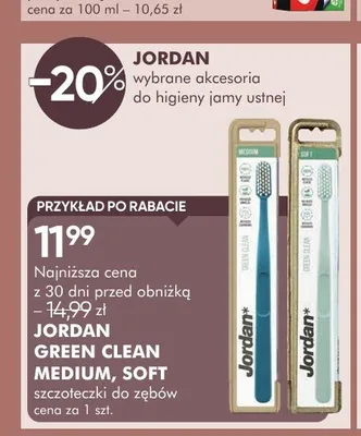 Szczoteczka do zębów Jordan Green Clean Soft promocja w Super-Pharm