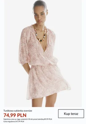 Tunikowa sukienka oversize promocja w H&M