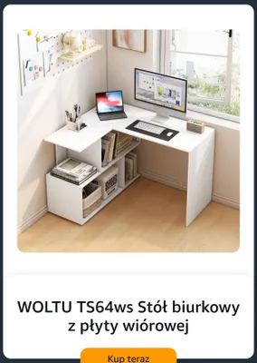 Stół biurkowy z płyty wiórowej Woltu TS64ws promocja w Amazon