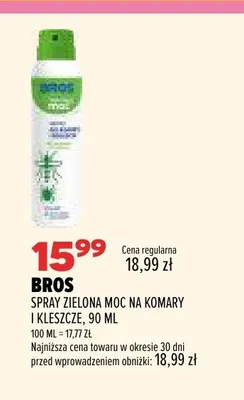 Spray zielona moc na komary i kleszcze Bros promocja w Drogerie Natura